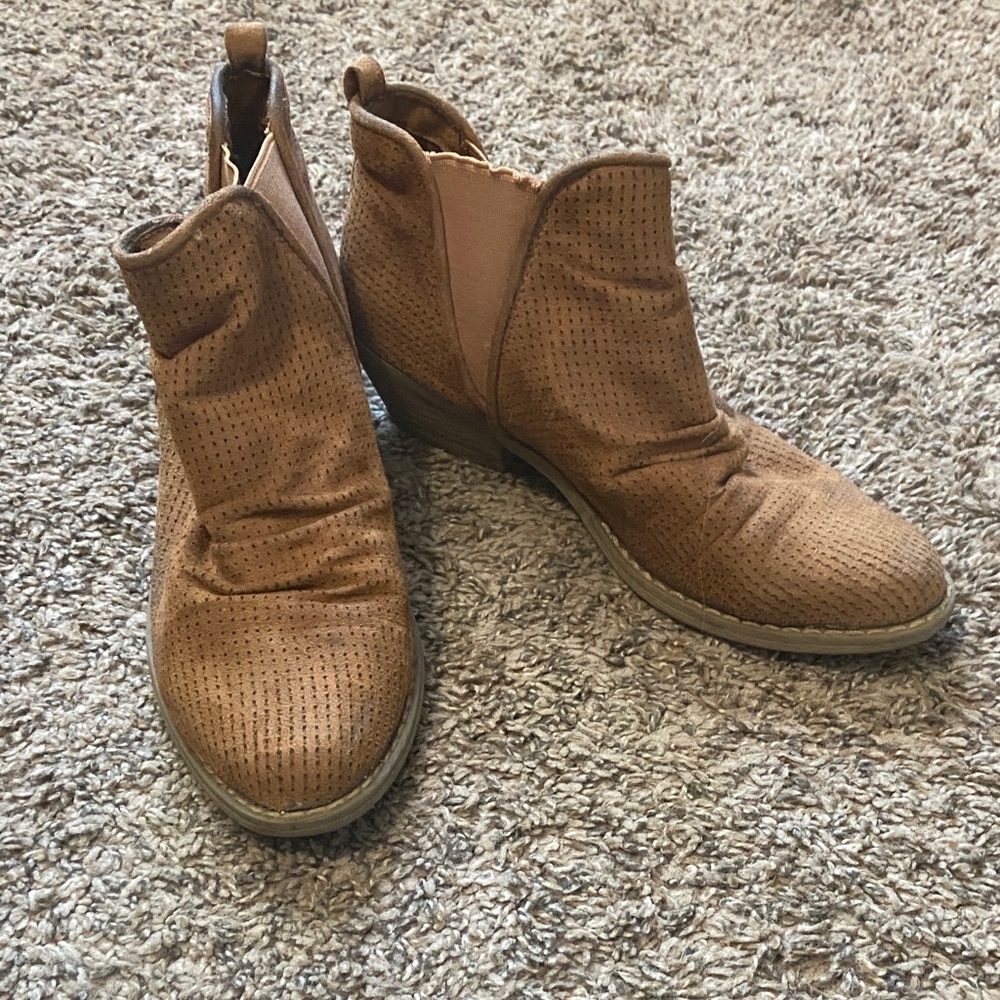 Report Perforated Ankle Booties in Tan Brown